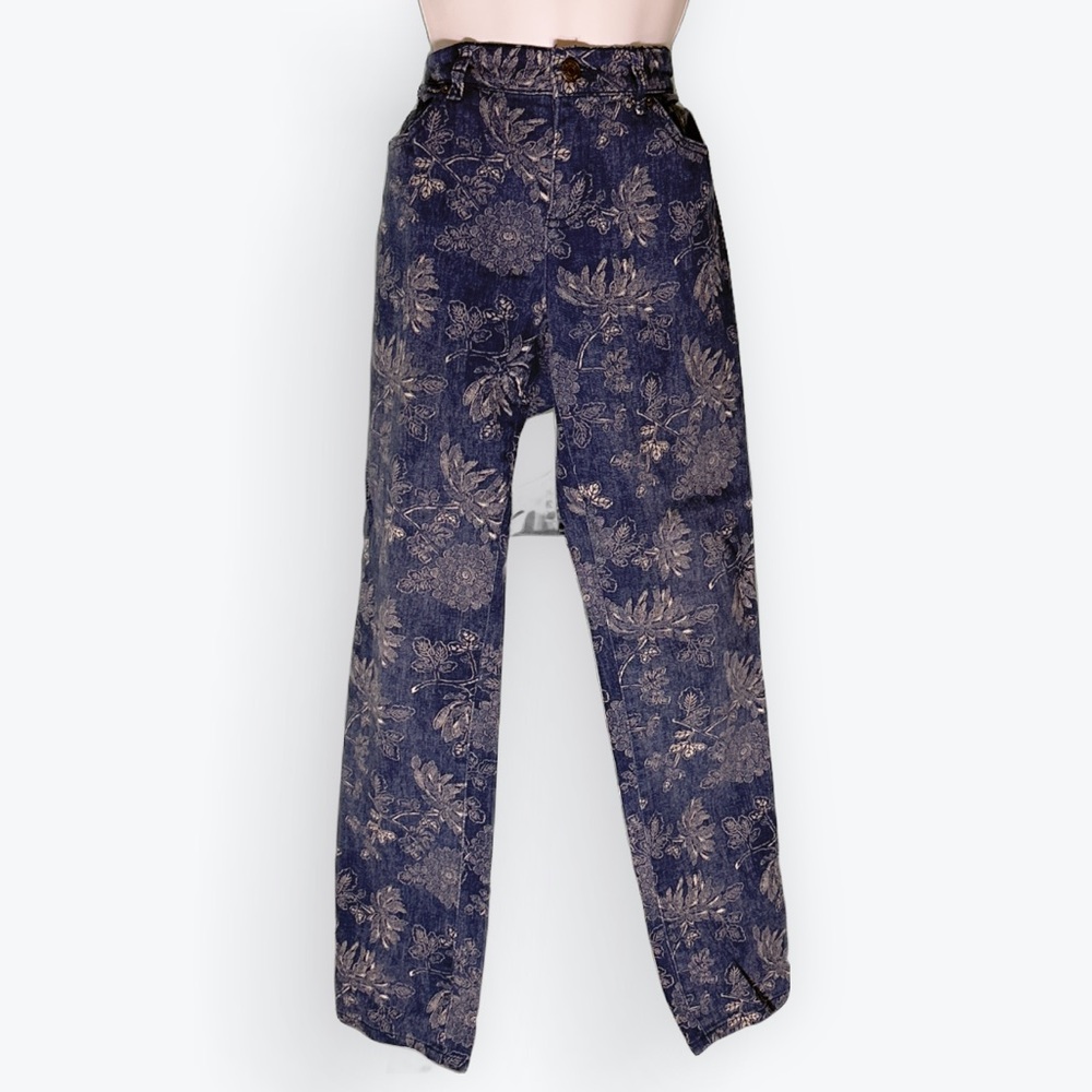 LRL Lauren Floral Botanical Print “Cigarette Style” Lightweight Denim Jeans ~ 4